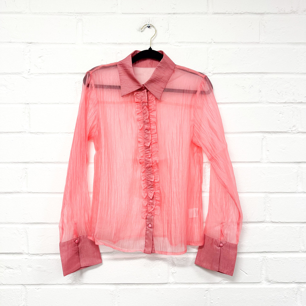 Pink Ruffled Women's Top - Picture 2 of 9